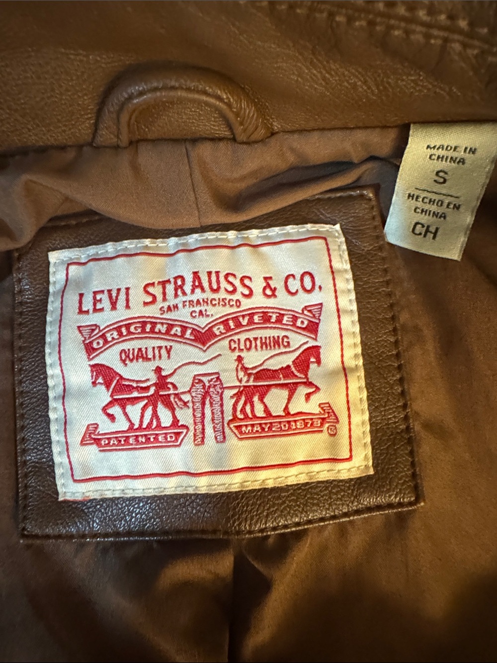 Levi's Brown Leather Moto Jacket with Silver Hardware - Picture 5 of 7